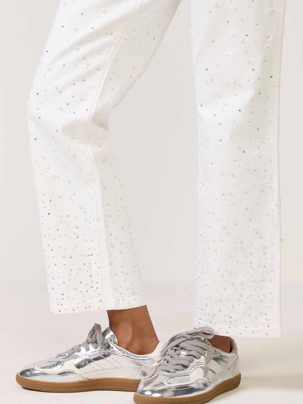 Good American Good Icon Straight Ankle Jeans White Size 8 NWT - Picture 2 of 11